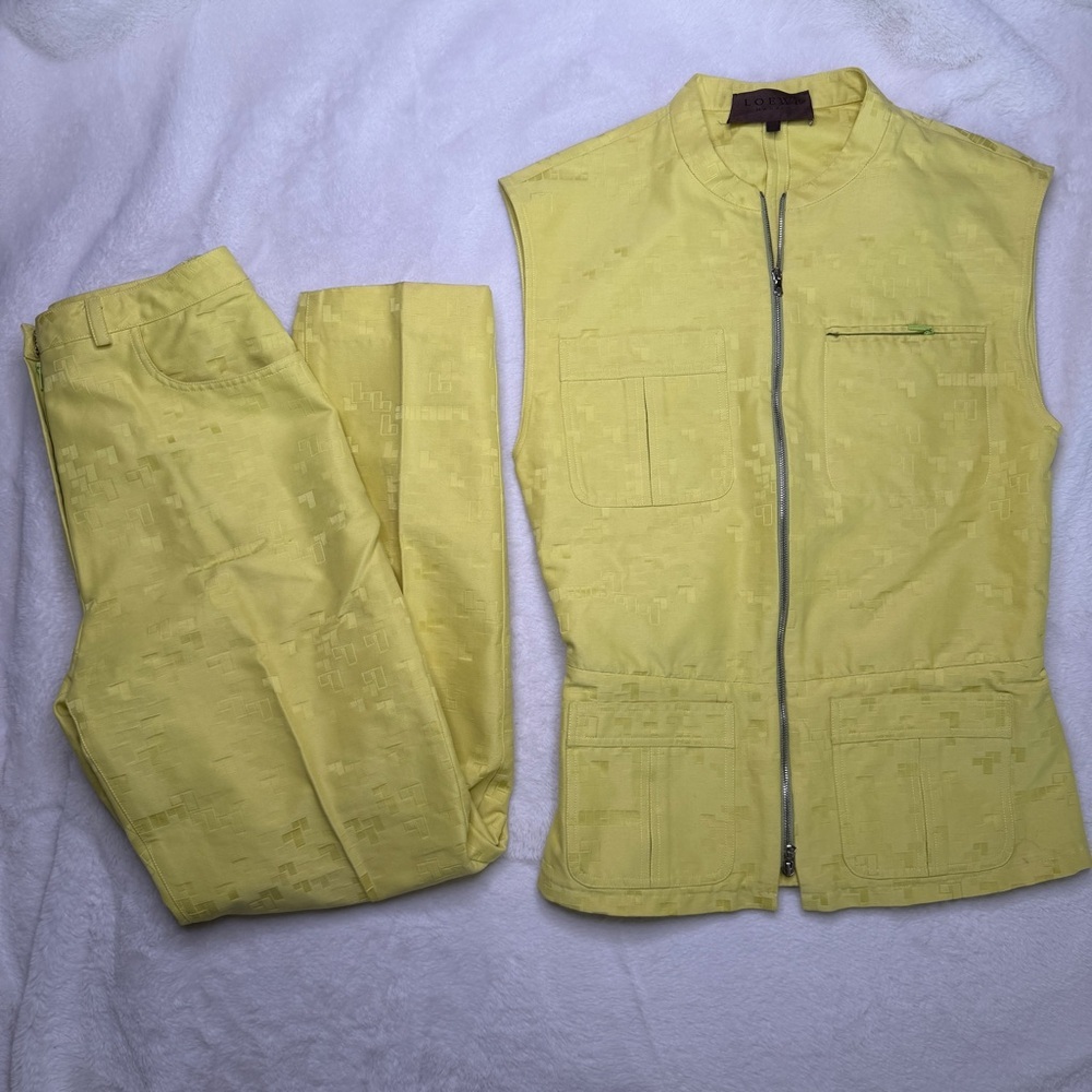 Loewe Silk-Cotton Jacquard Vest & Trouser Set – Made in France– EU 38 / US S